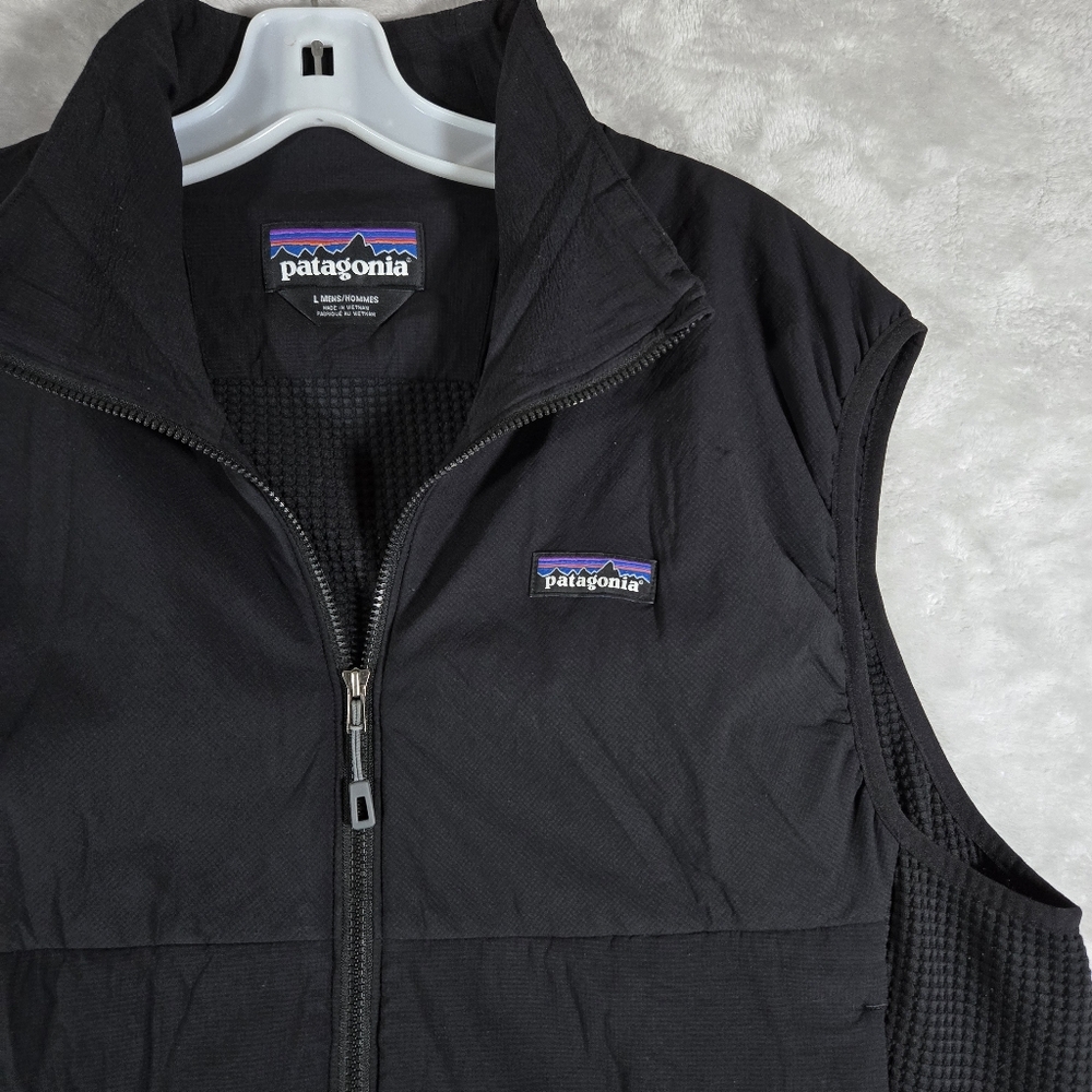 Patagonia Nano Air Light Hybrid Vest Men Size L Large Black Waffle Grid Full Zip - Picture 3 of 10